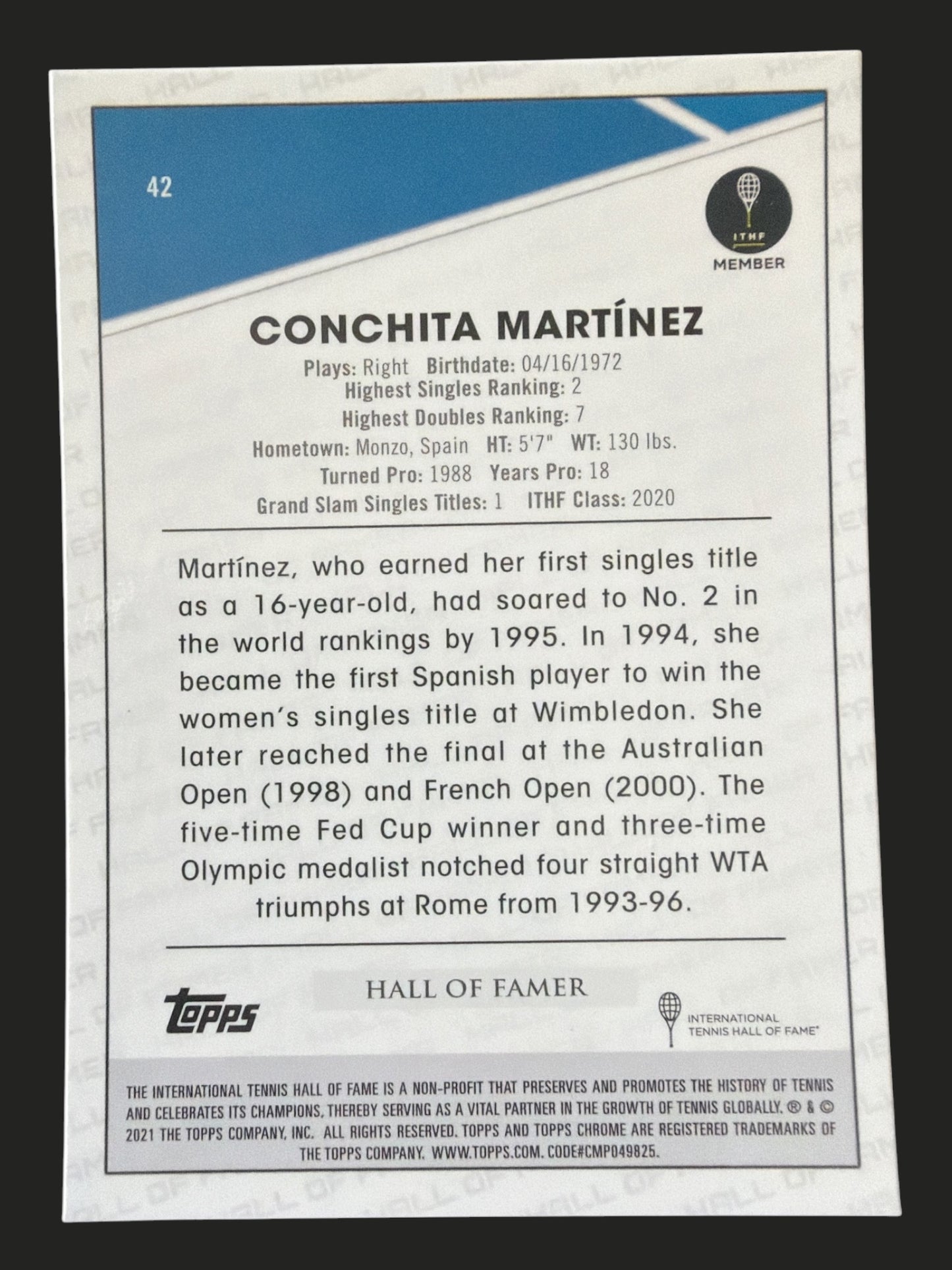 2021 Topps Chrome Tennis Conchita Martínez