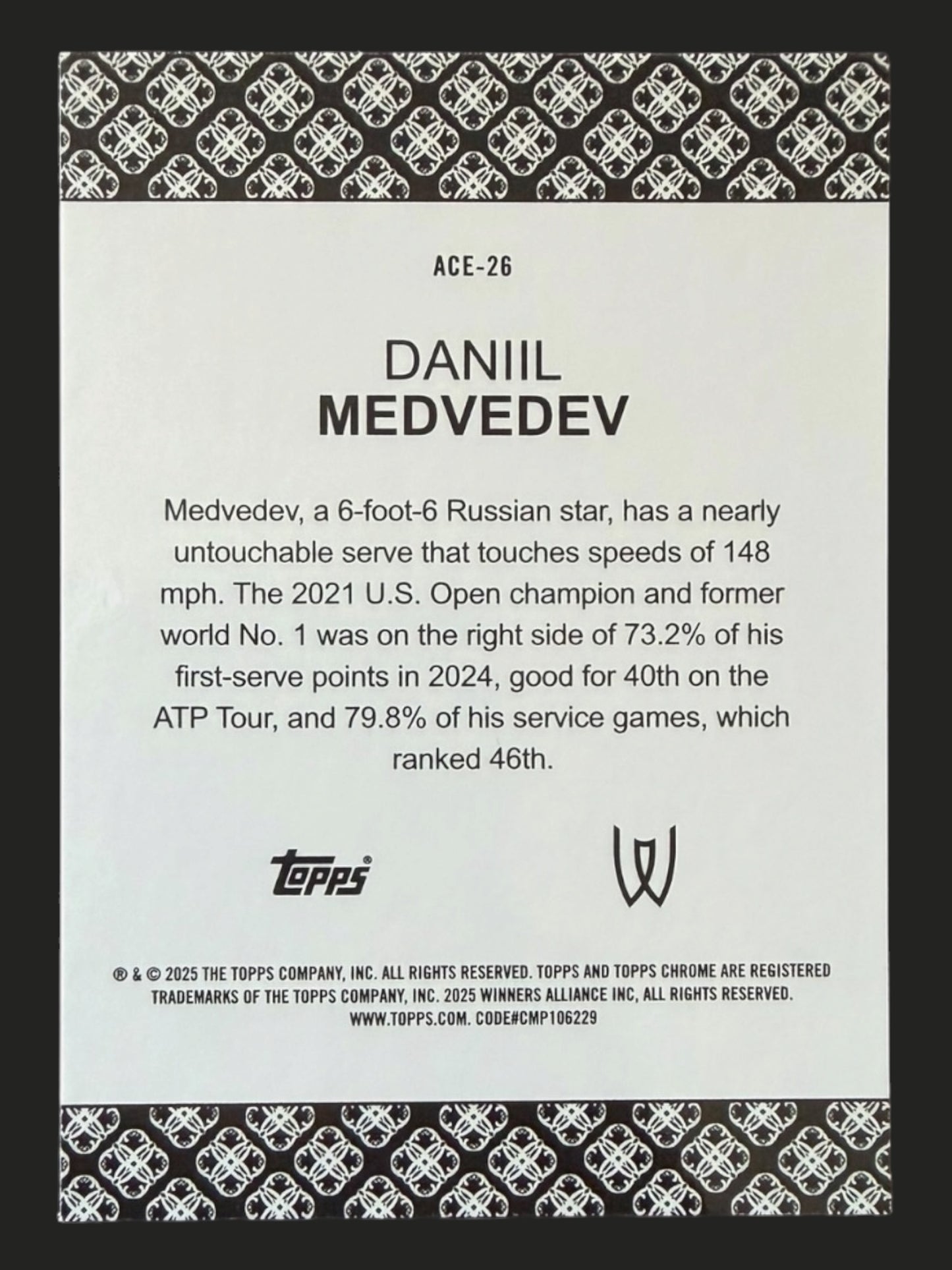 2025 Topps Chrome Tennis Aces Daniil Medvedev