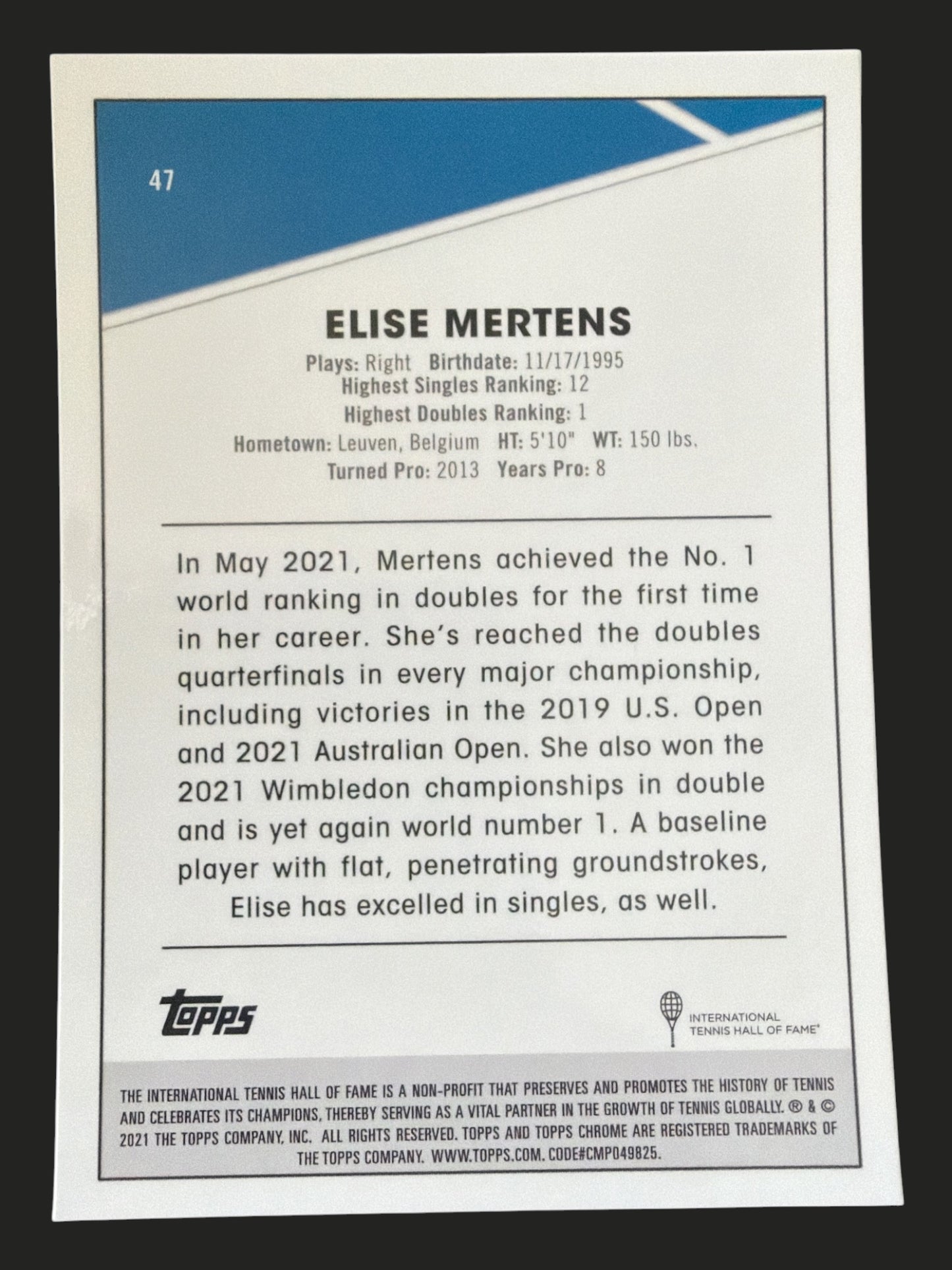 2021 Topps Chrome Tennis Elise Mertens