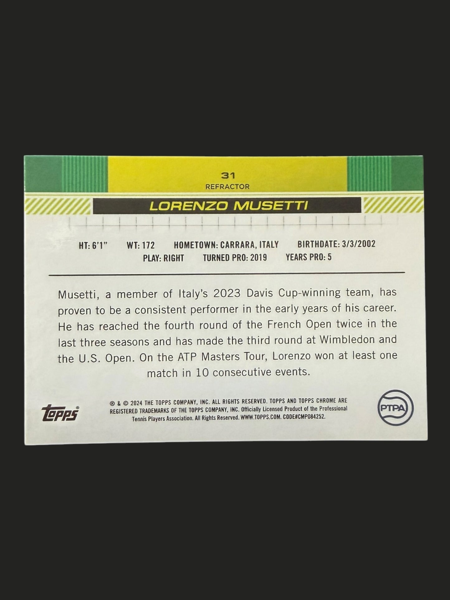 2024 Topps Chrome Refractor Lorenzo Musetti