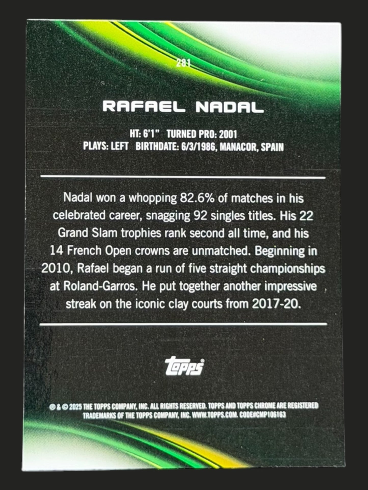 2025 Topps Chrome Tennis Rafael Nadal