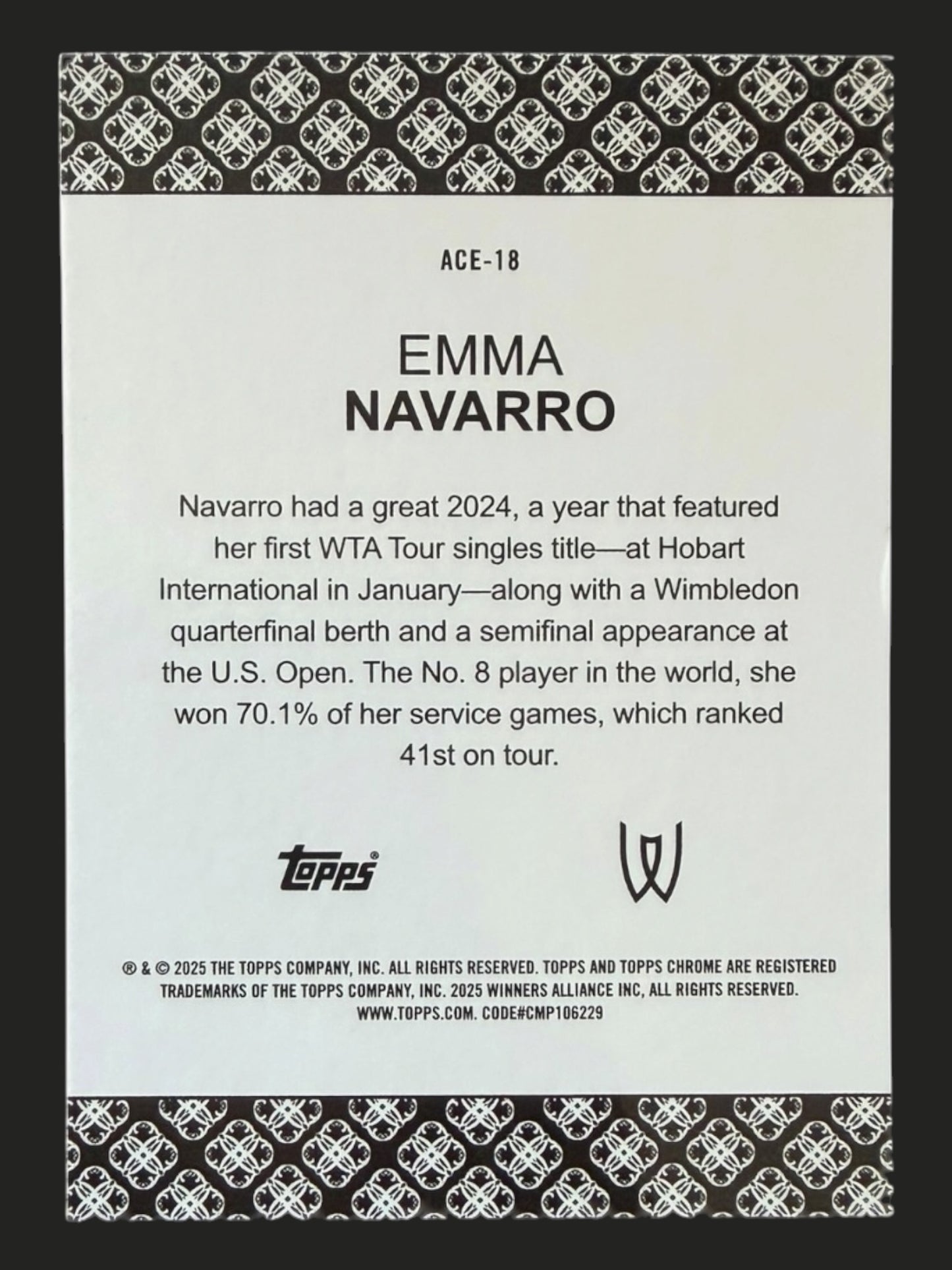 2025 Topps Chrome Tennis Aces Emma Navarro