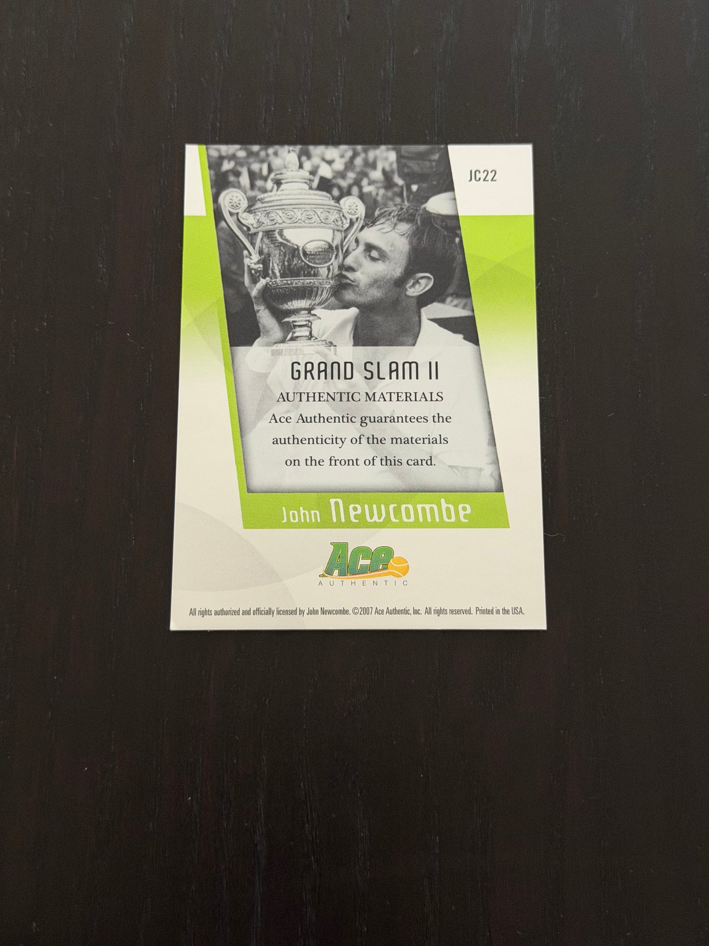 2007 Ace Grand Slam Authentic Materials John Newcombe