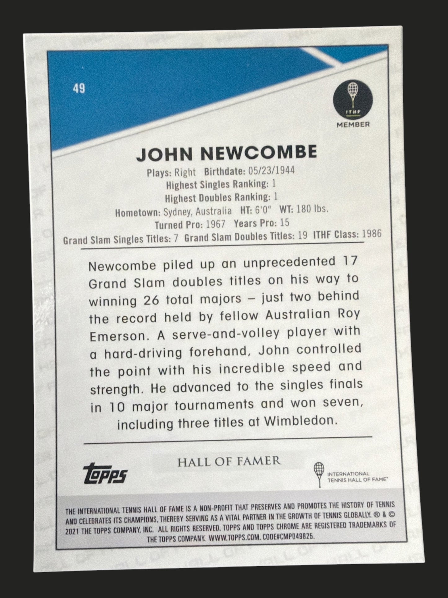 2021 Topps Chrome Tennis John Newcombe