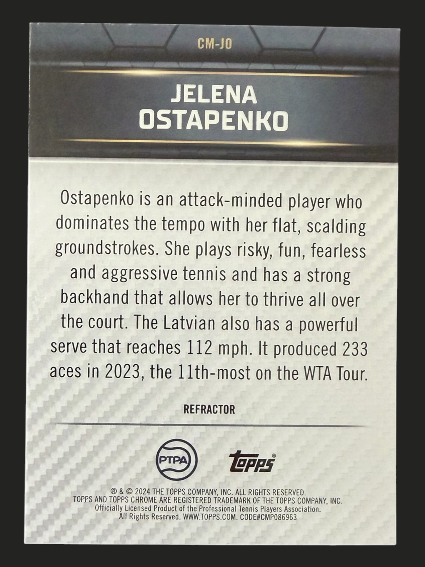2024 Topps Graphite Tennis Court Masters Refractor Jelena Ostapenko
