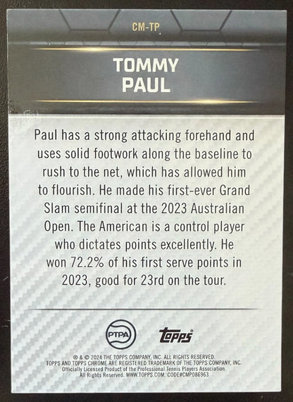 2024 Topps Graphite Tennis Court Masters Aqua Refractor 067/199 Tommy Paul