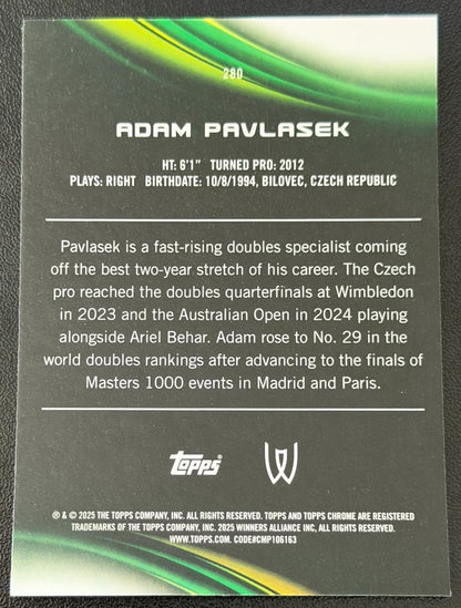 2025 Topps Chrome Tennis Purple Green Refractor 098/125 Adam Pavlasek