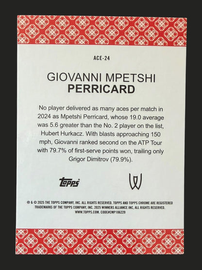 2025 Topps Chrome Tennis Aces Giovanni Mpetshi Perricard