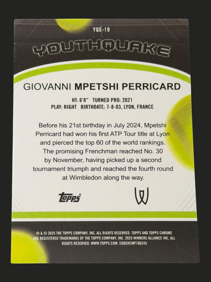 2025 Topps Chrome Youthquake Giovanni Mpetshi Perricard