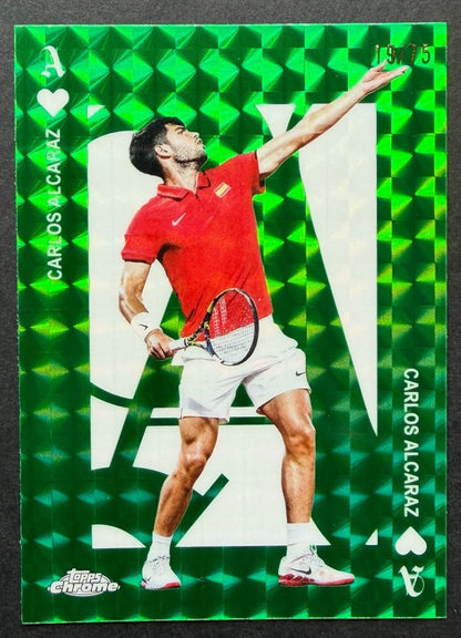2025 Topps Chrome Carlos Alcaraz Green Aces Geometric Refractor 19/75