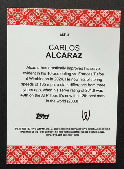 2025 Topps Chrome Carlos Alcaraz Green Aces Geometric Refractor 19/75