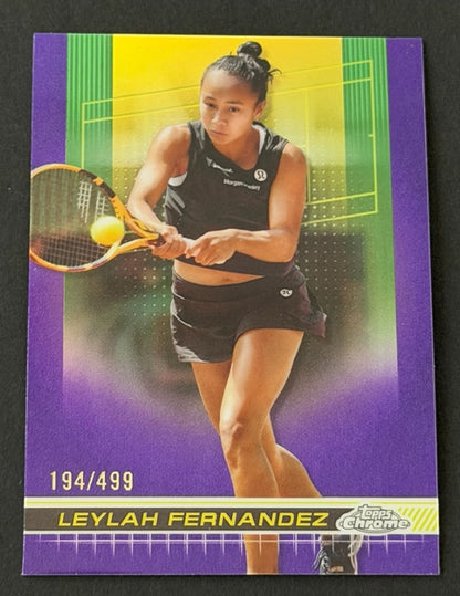 2024 Topps Chrome Tennis Purple Refractor 194/499 Leylah Fernandez