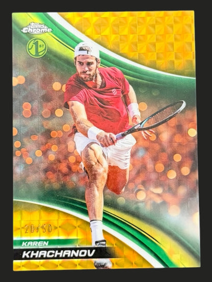 2025 Topps Chrome Tennis Gold Geometric Refractor 20/50 Karen Khachanov