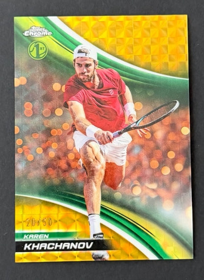 2025 Topps Chrome Tennis Gold Geometric Refractor 20/50 Karen Khachanov