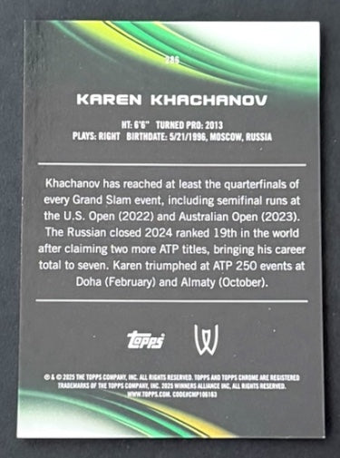 2025 Topps Chrome Tennis Gold Geometric Refractor 20/50 Karen Khachanov