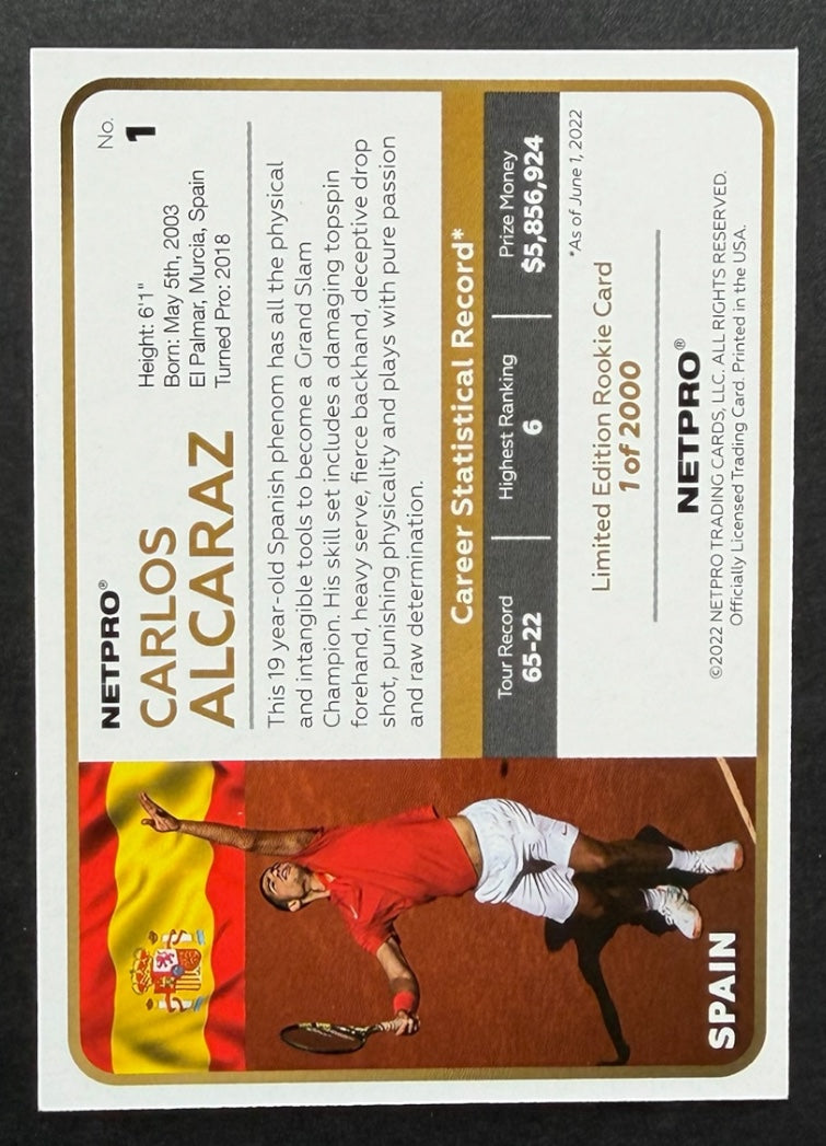2022 Netpro Carlos Alcaraz Red Shirt (1 of 2000)