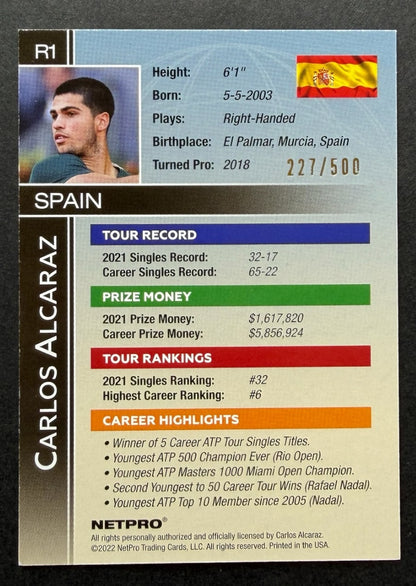 2022 Netpro Carlos Alcaraz Retro Action 227/500