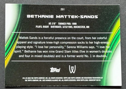2025 Topps Chrome Sapphire Tennis Green Bethanie Mattek-Sands 01/75
