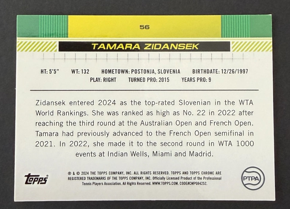 2024 Topps Chrome Tennis Pineapple Refractor 23/77 Tamara Zidansek