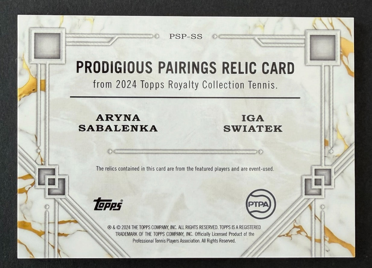 2024 Topps Royalty Prodigious Pairings 30/50 Aryna Sabalenka & Iga Swiatek