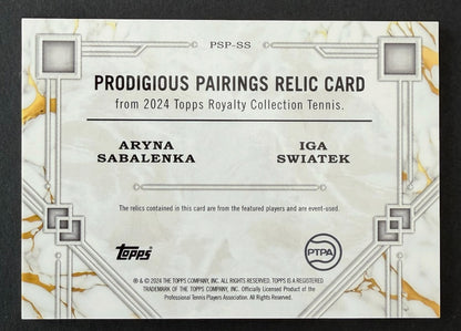 2024 Topps Royalty Prodigious Pairings 30/50 Aryna Sabalenka & Iga Swiatek