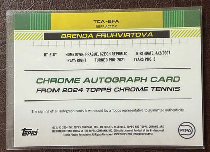 2024 Topps Chrome Refractor Autograph 424/499 Brenda Fruhvirtova
