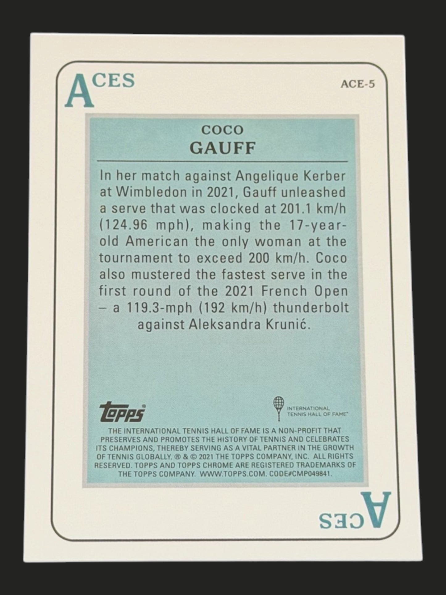 2021 Topps Chrome Tennis Aces Coco Gauff