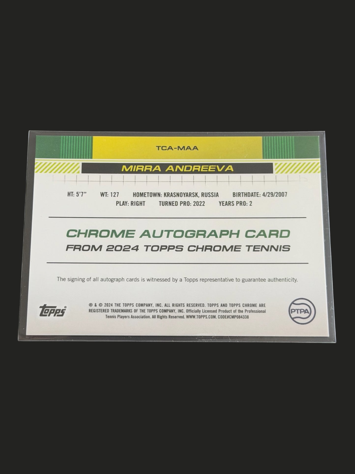 2024 Topps Chrome Autograph Mirra Andreeva