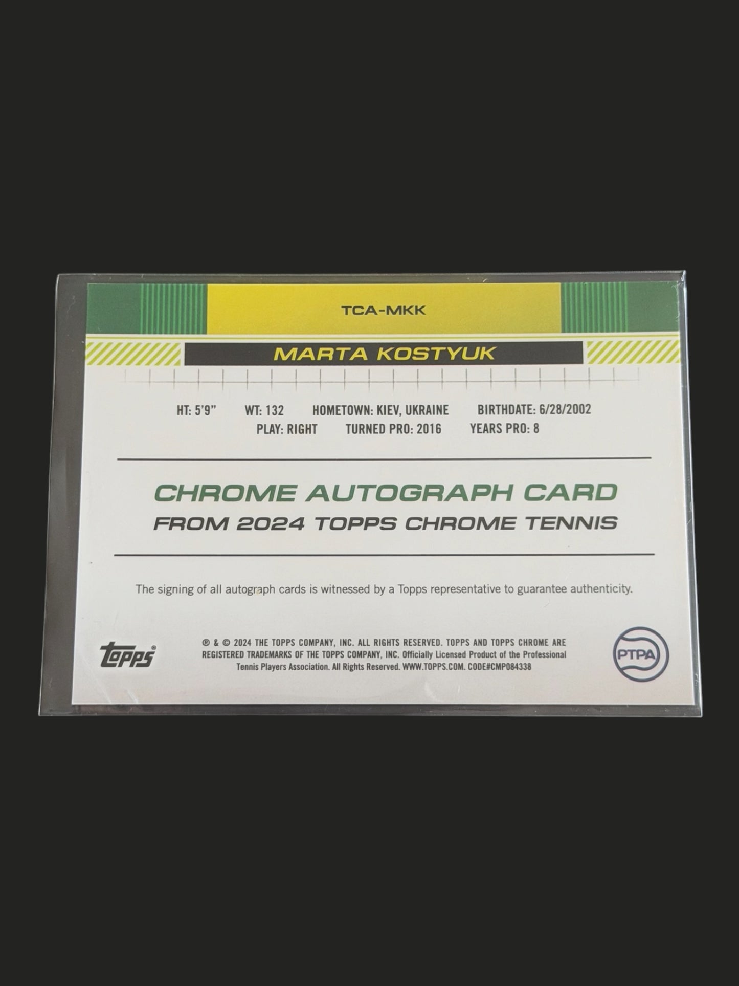 2024 Topps Chrome Tennis Green Auto 60/99 Marta Kostyuk