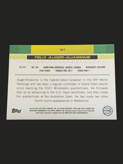 2024 Topps Chrome Tennis Aqua Refractor 017/399 Felix Auger-Aliassime