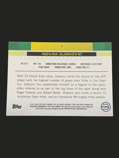 2024 Topps Chrome Lime Green 072/299 Novak Djokovic