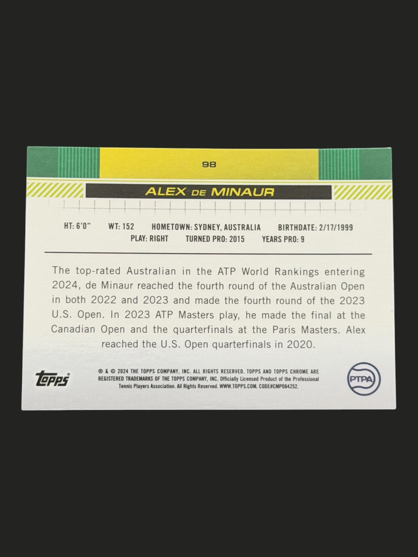 2024 Topps Chrome Alex de Minaur