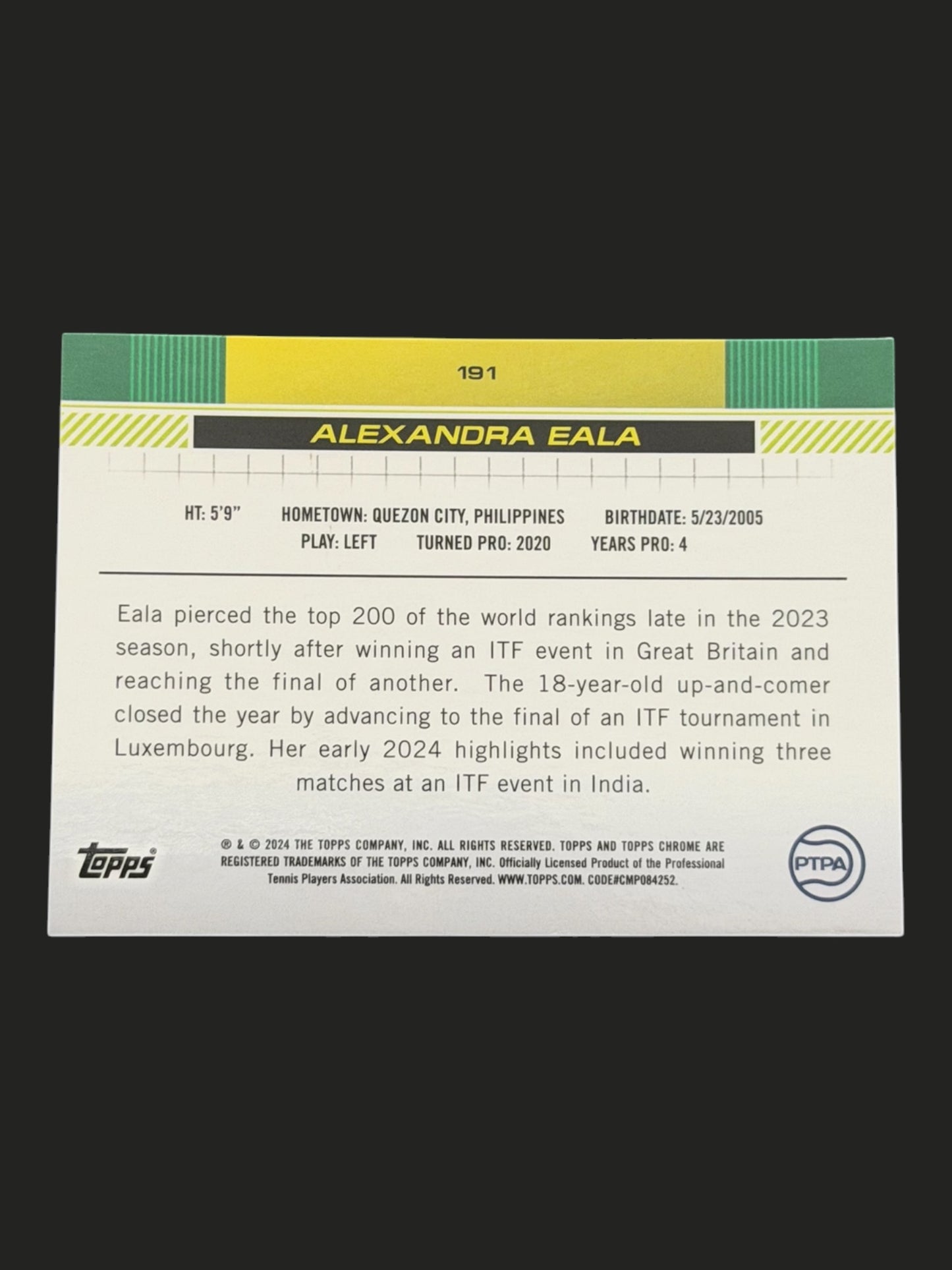 2024 Topps Chrome Alexandra Eala
