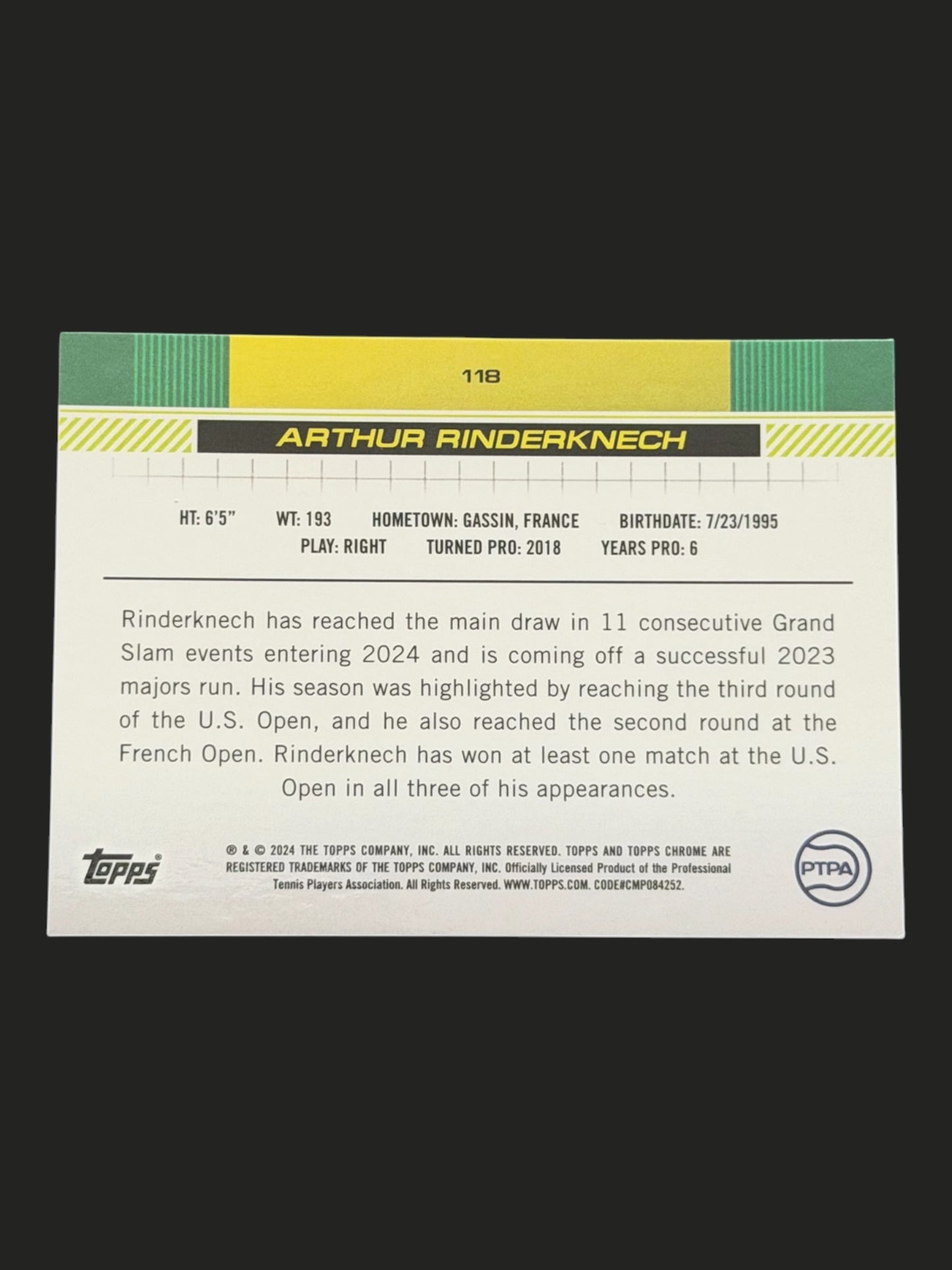 2024 Topps Chrome Arthur Rinderknech