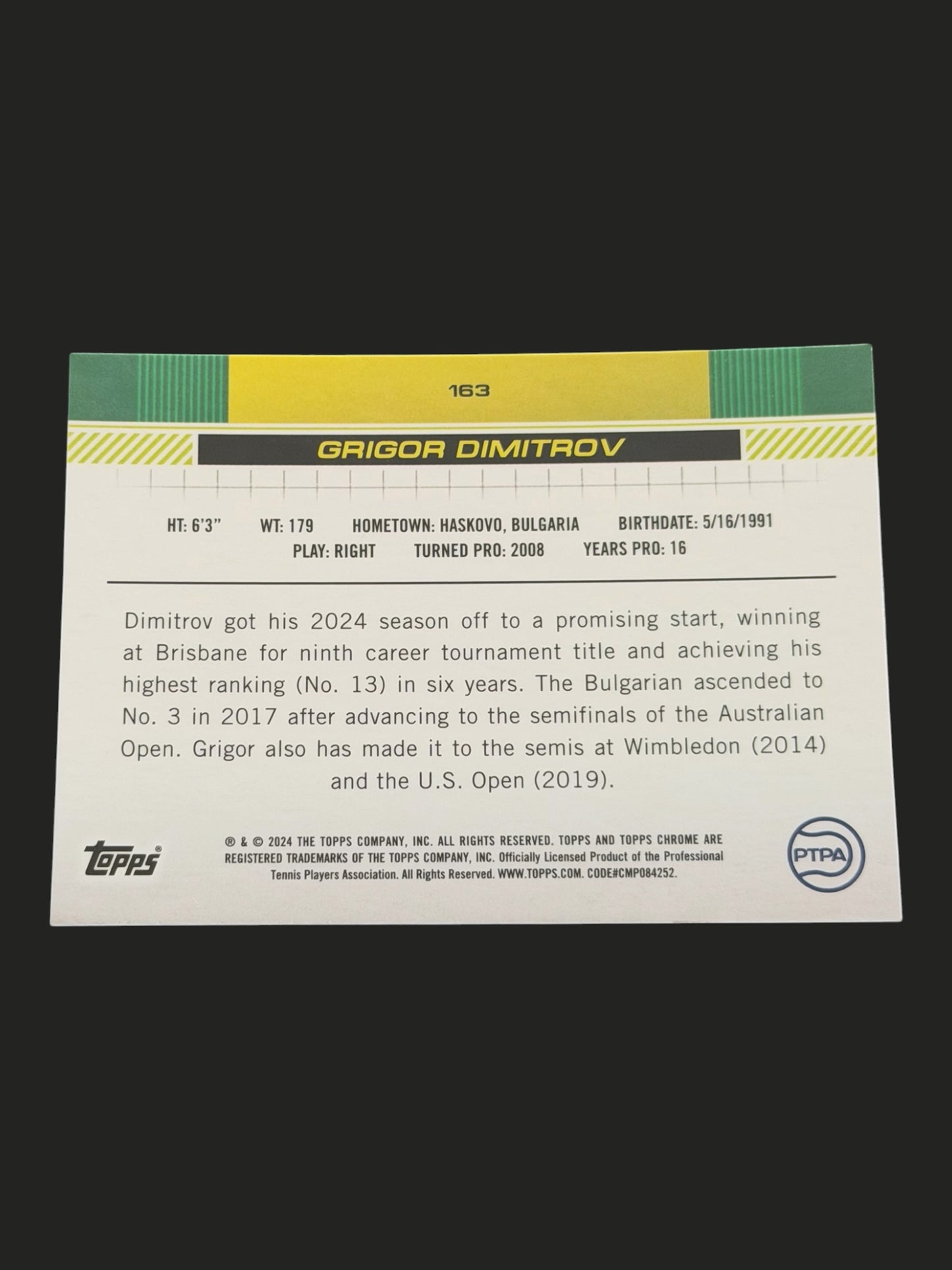 2024 Topps Chrome Grigor Dimitrov