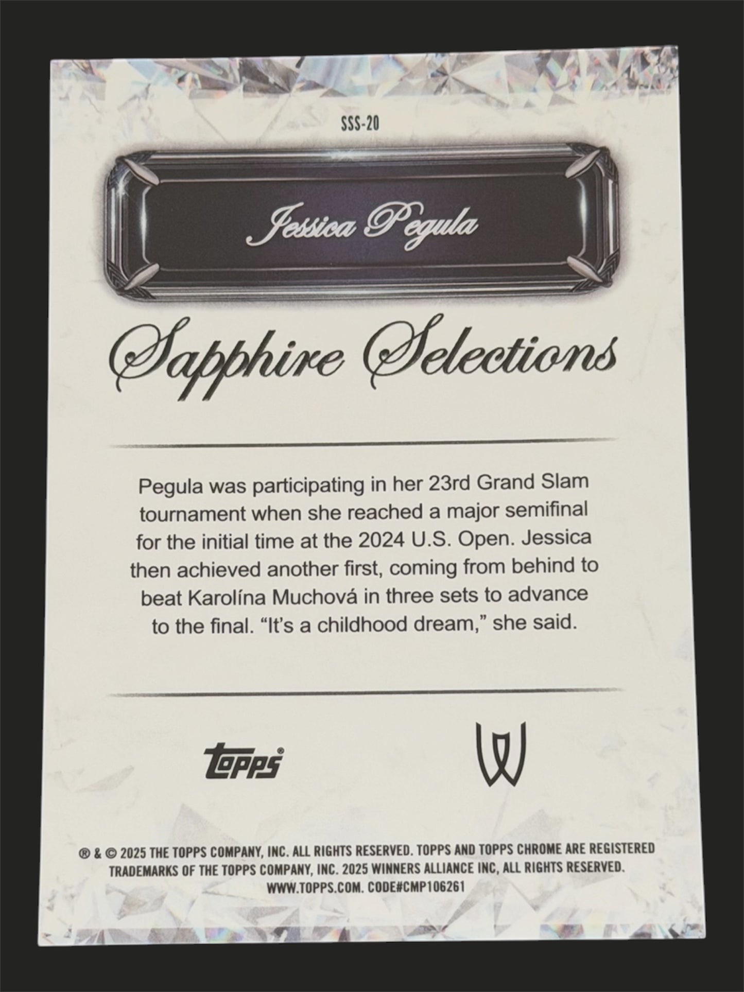 2025 Topps Chrome Sapphire Selections Jessica Pegula
