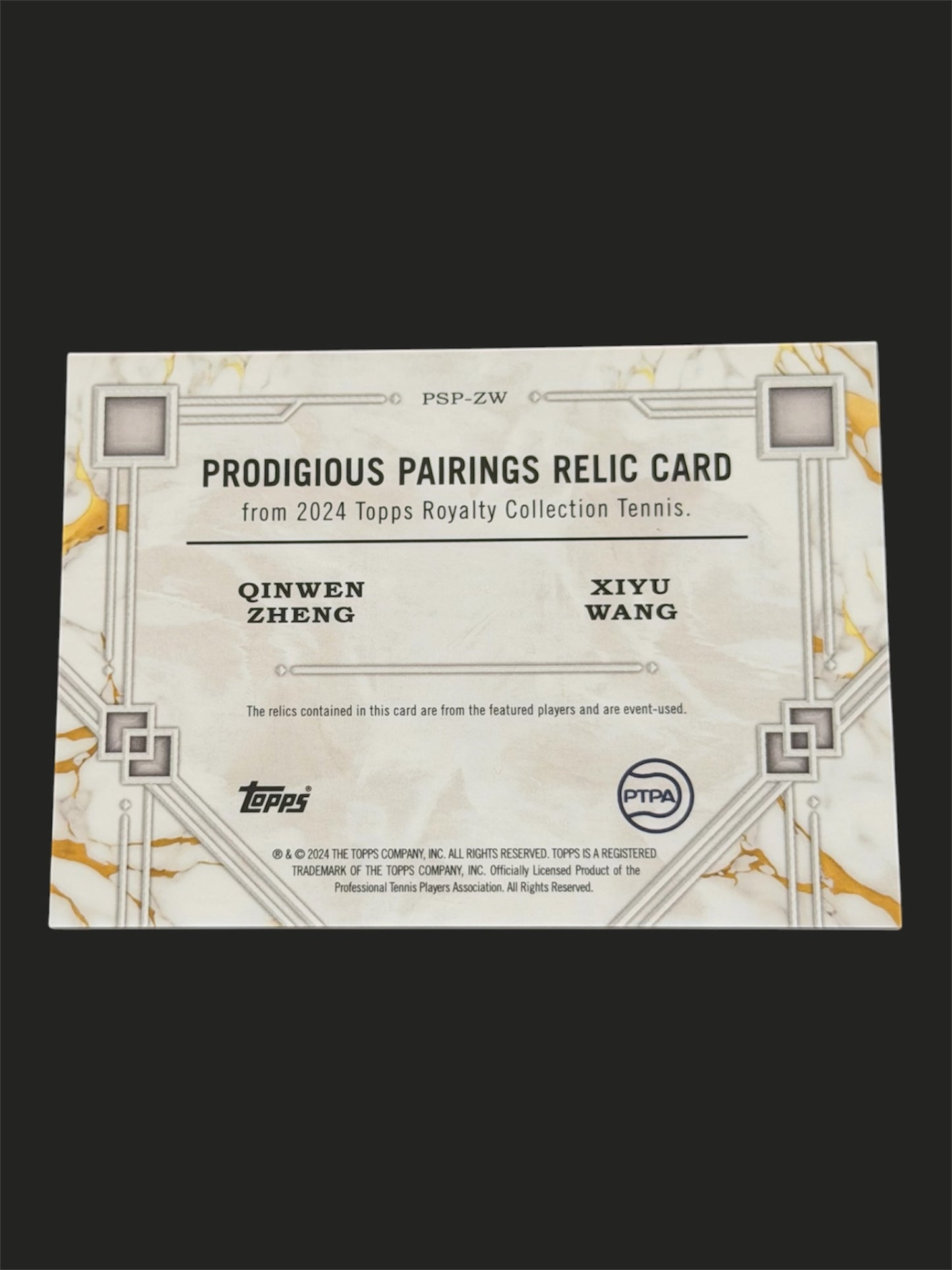 2024 Topps Royalty Prodigious Pairings 05/50 Qinwen Zheng & Xiyu Wang