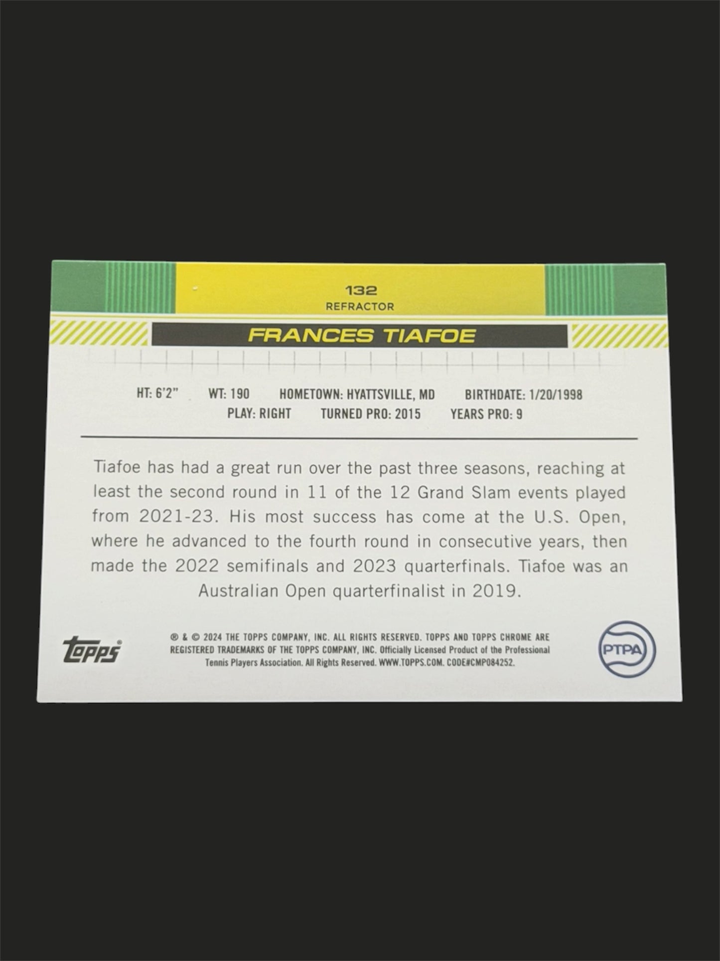 2024 Topps Chrome Refractor Frances Tiafoe