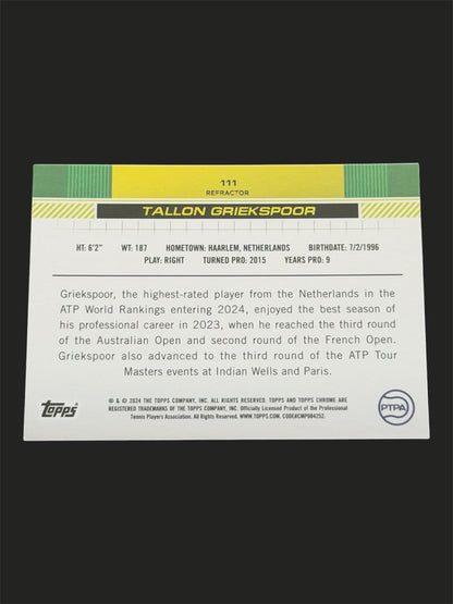 2024 Topps Chrome Refractor Tallon Griekspoor