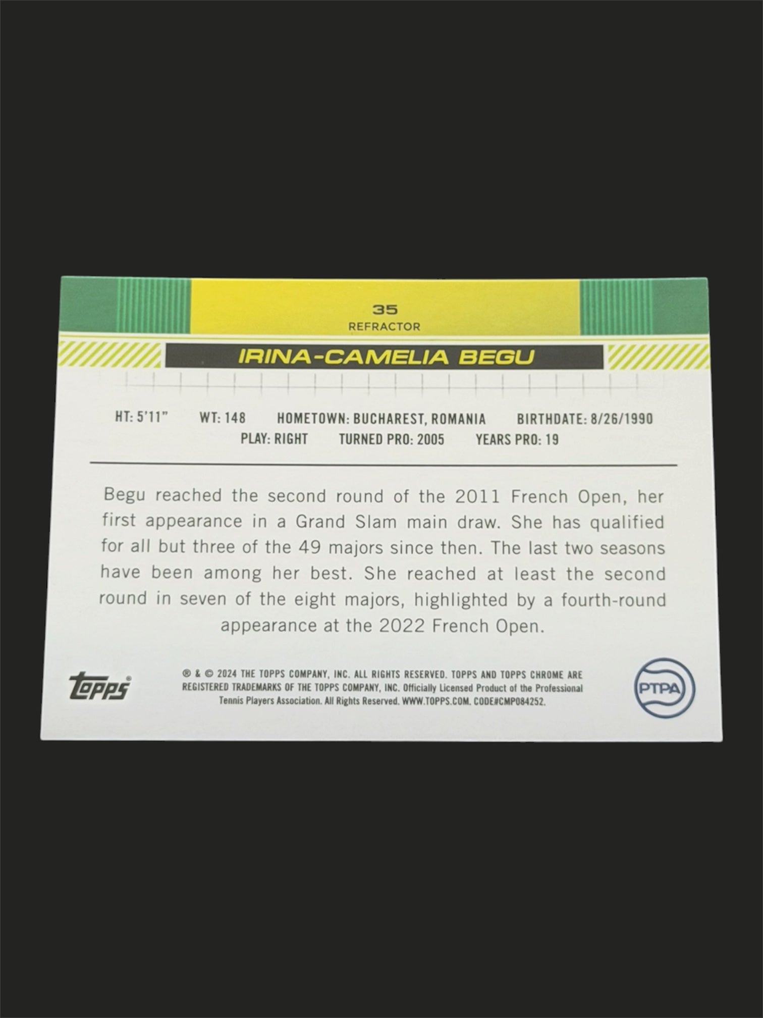 2024 Topps Chrome Irina-Camelia Begu — Refractor tennis card
