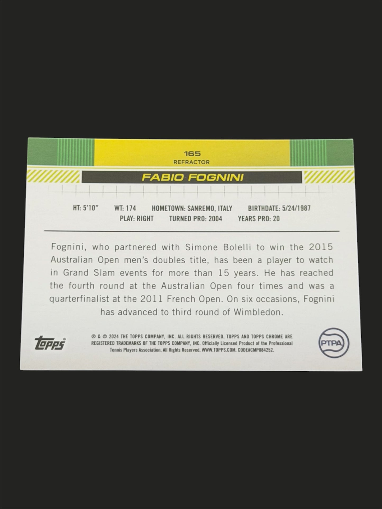 2024 Topps Chrome Refractor Fabio Fognini