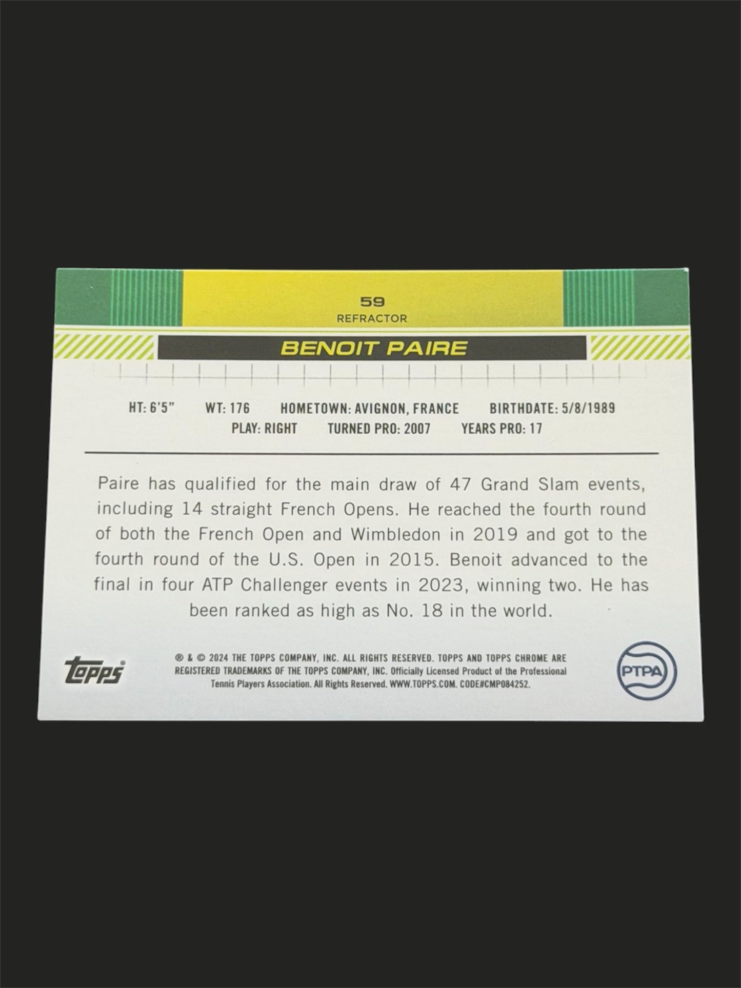 2024 Topps Chrome Refractor Benoit Paire