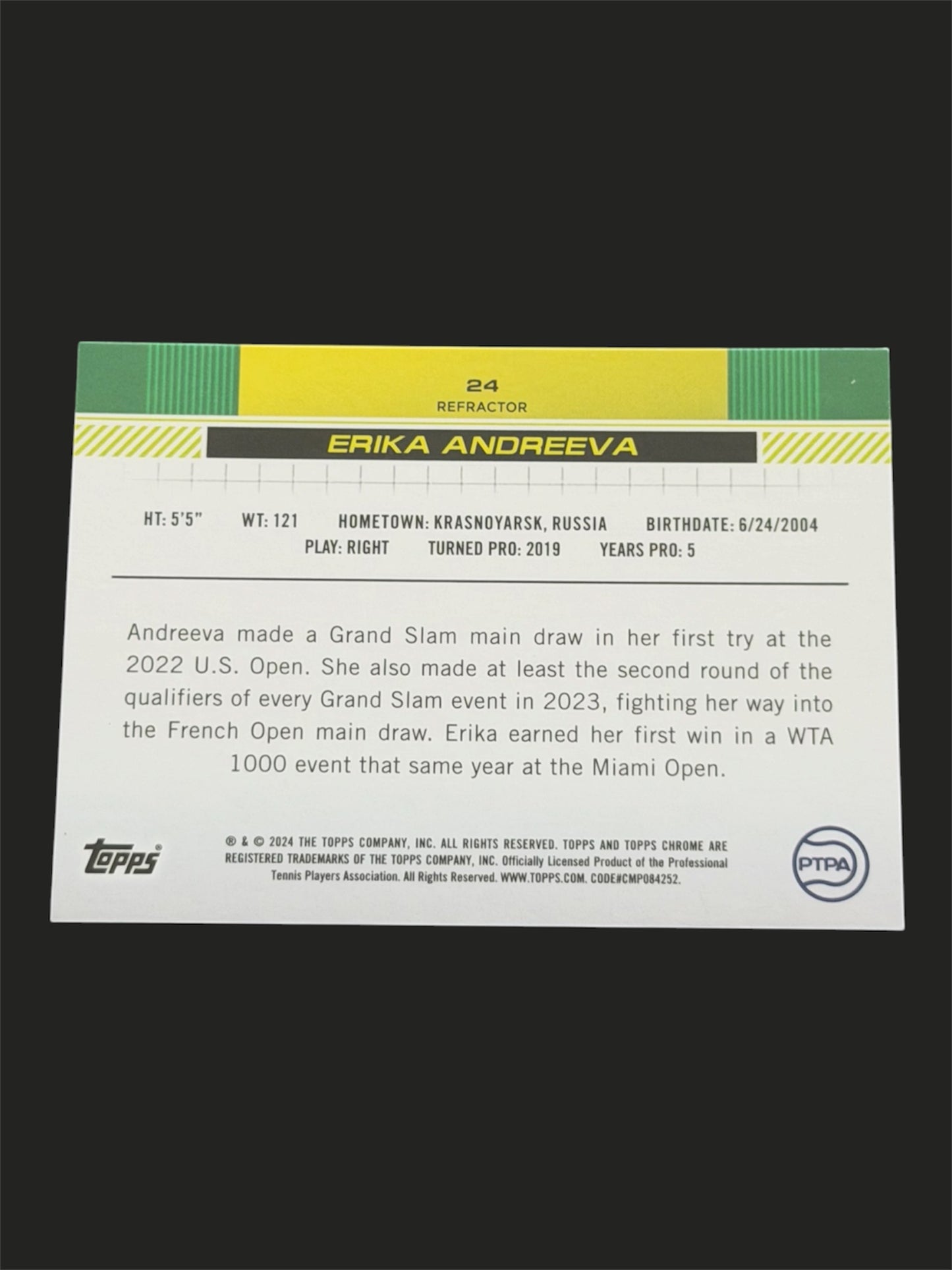 2024 Topps Chrome Refractor Erika Andreeva