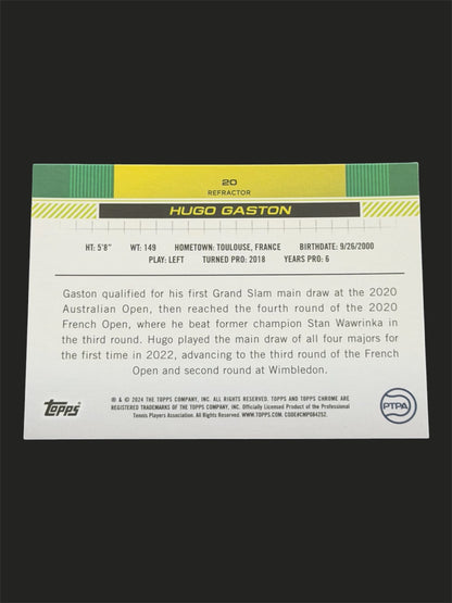 2024 Topps Chrome Hugo Gaston — Refractor tennis card