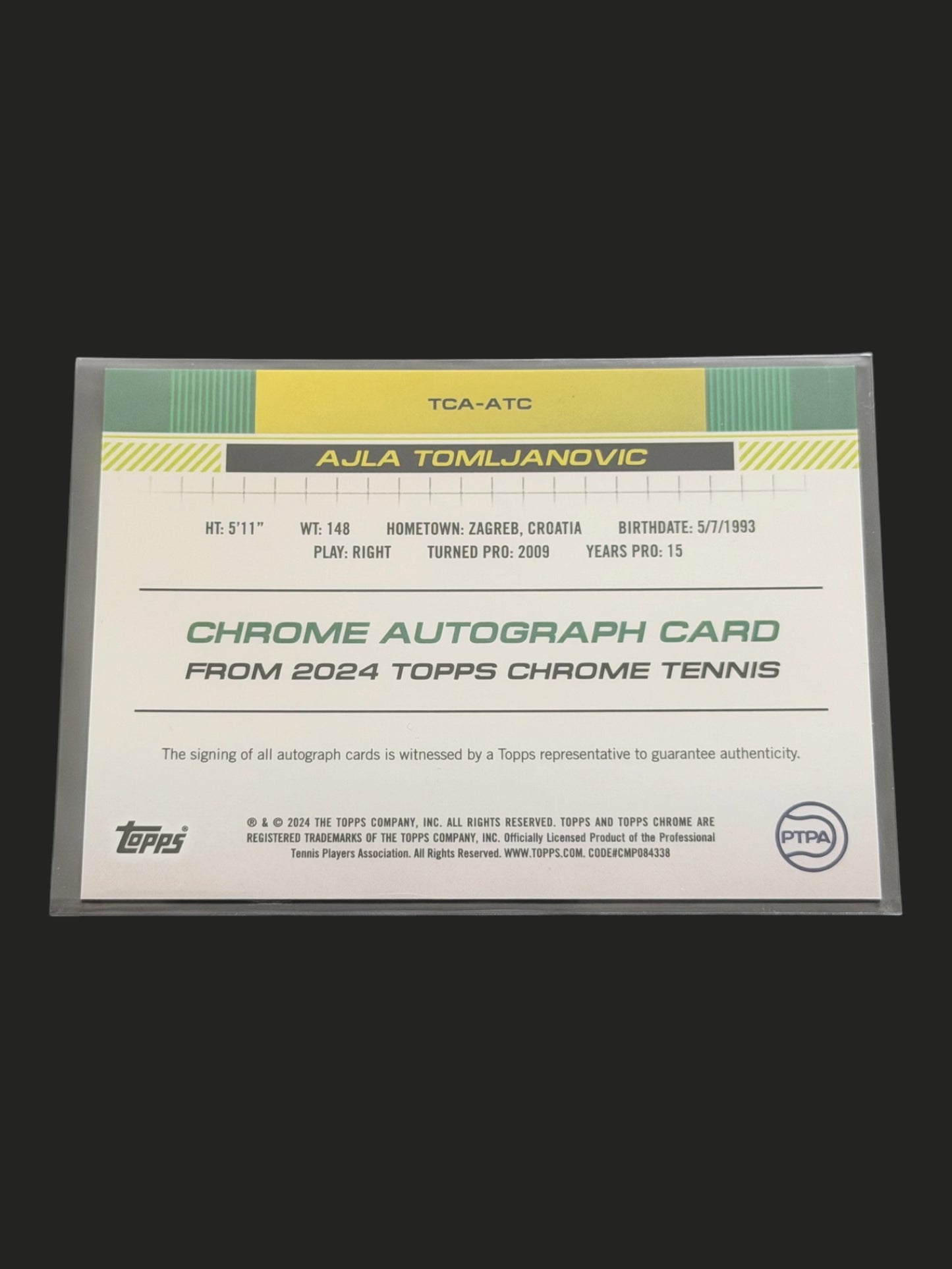 2024 Topps Chrome Tennis Auto Ajla Tomljanovic
