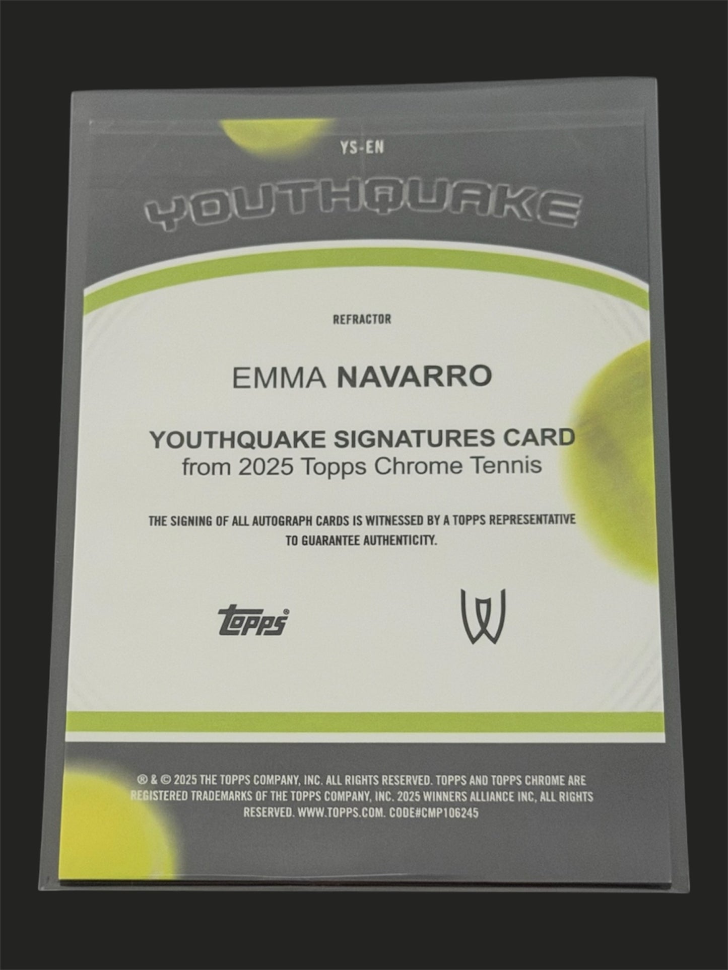 2025 Topps Chrome Youthquake Autograph 39/99 Emma Navarro