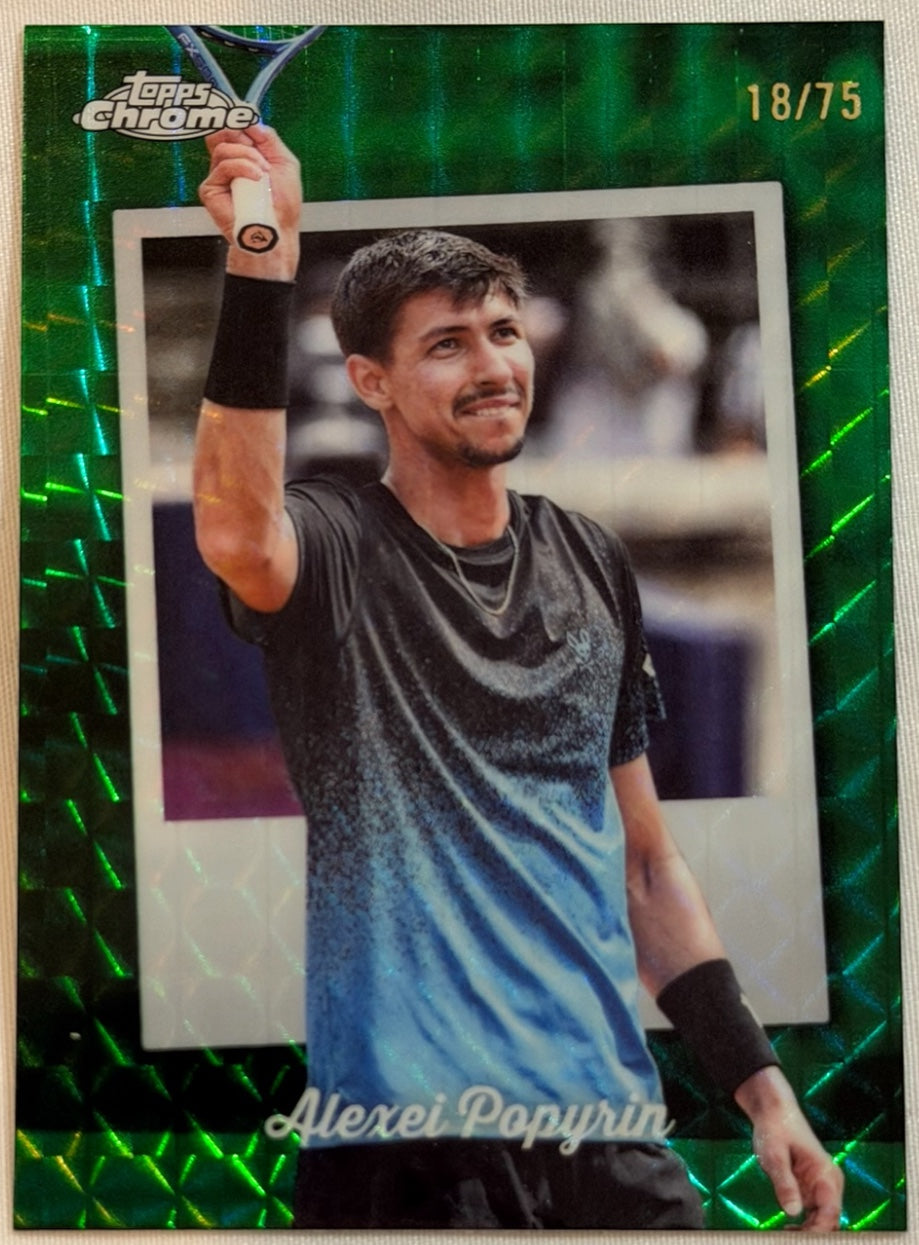 2025 Topps Chrome Tennis Green Geometric Captured 18/75 Alexei Popyrin