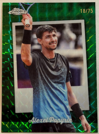 2025 Topps Chrome Tennis Green Geometric Captured 18/75 Alexei Popyrin