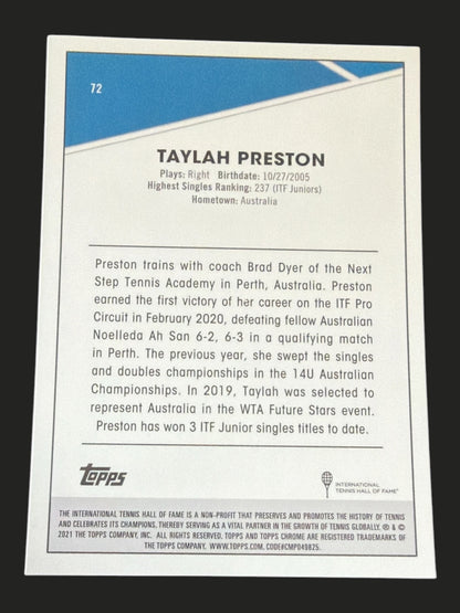 2021 Topps Chrome Tennis Taylah Preston