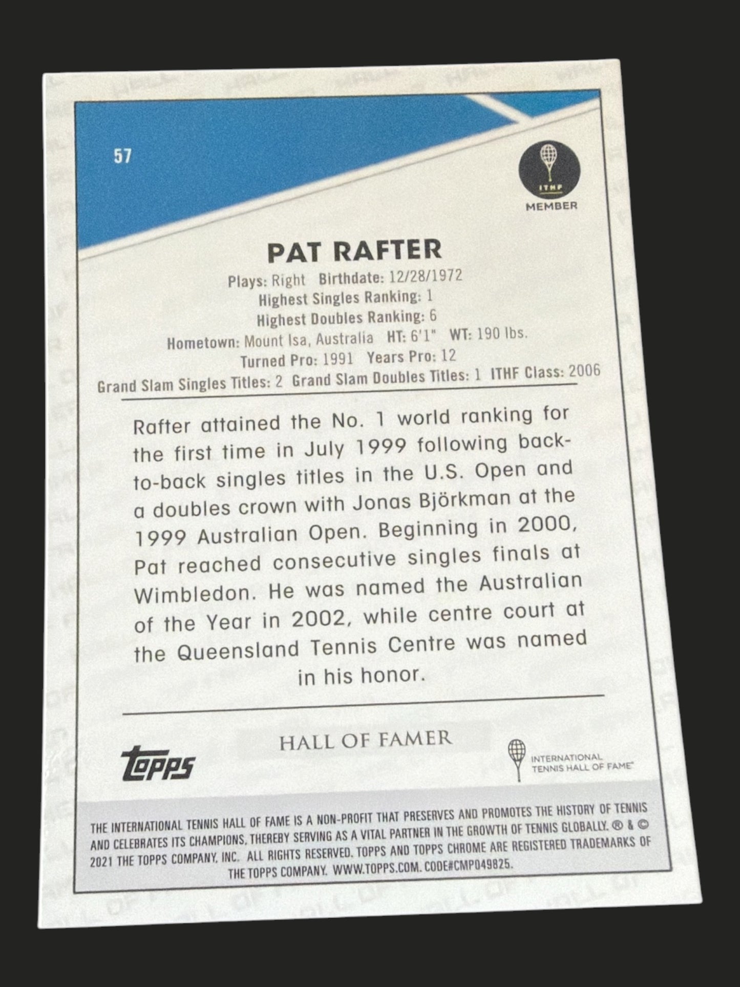 2021 Topps Chrome Tennis Pat Rafter